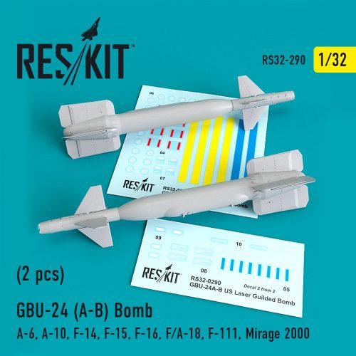 Reskit - GBU-24 (A-B) bombs (2 pcs) (A-6, A-10, F-14, F-15, F-16, F/A-18, F-111, Mirage 2000) (3D Printed) (1