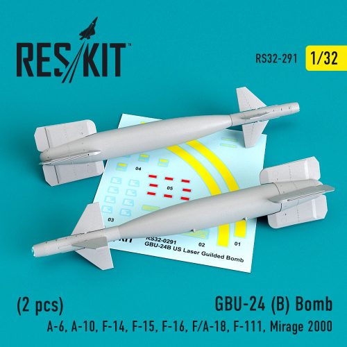 Reskit - GBU-24B bombs (2 pcs) (A-6, A-10, F-14, F-15, F-16, F/A-18, F-111, Mirage 2000) (3D Printed) (1/32)