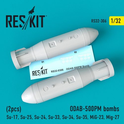 Reskit - ODAB-500PM bombs (2pcs) (Su-17, Su-25, Su-24, Su-33, Su-34, Su-35, MiG-23, MiG-27) (1/32)