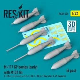 Reskit - M-117 GP bombs (early) with M131 fin (6 pcs) (F-105, F-111, A-4 ,F-4, F-5, F-104, F-100, A-1 Skyraid