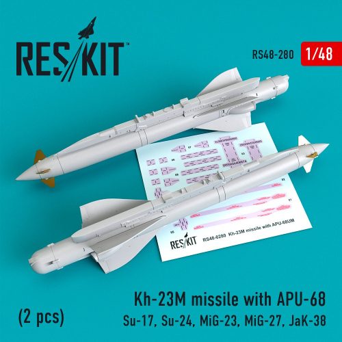 Reskit - Kh-23M missiles with APU-68 (2 pcs)(Su-17, Su-24, MiG-23, MiG-27, JaK-38) (1/48)