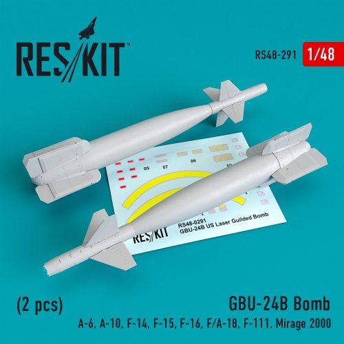 Reskit - GBU-24B bombs (2 pcs) (A-6, A-10, F-14, F-15, F-16, F/A-18, F-111, Mirage 2000) (3D Printed) (1/48)