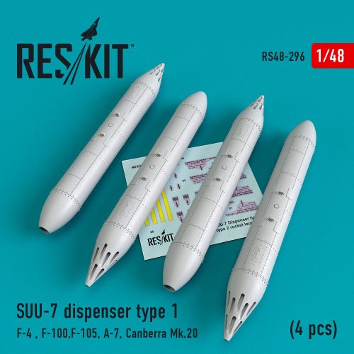 Reskit - SUU-7 dispensers type 1 (4 pcs) (F-4, F-100, F-105, A-7, Canberra Mk.20) (1/48)