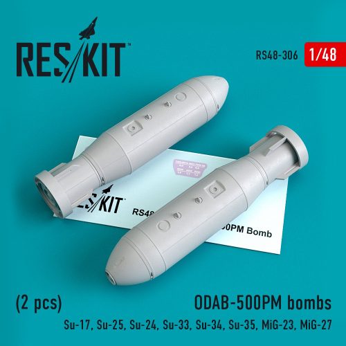 Reskit - ODAB-500PM bombs (2pcs) (Su-17, Su-25, Su-24, Su-33, Su-34, Su-35, MiG-23, MiG-27) (1/48)