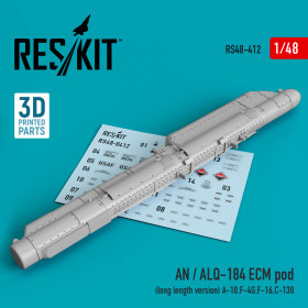 Reskit - AN / ALQ-184 ECM pod (long length version) (A-10,F-4G,F-16,C-130) (3D Printed) (1/48)