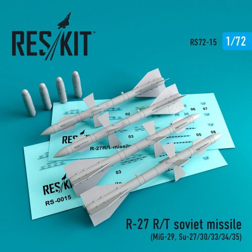 Reskit - R-27R soviet missiles (4 pcs) (MiG-29, Su-27/30/33/34/35) (1/72)