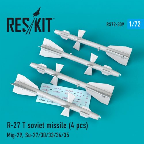 Reskit - R-27 T soviet missiles (4 pcs) (MiG-29, Su-27/30/33/34/35) (1/72)