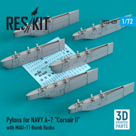 Reskit - Pylons for NAVY A-7 "Corsair II" with MAU-11 Bomb Racks (3D Printed) (1/72)