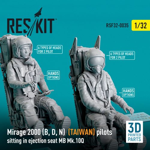 Reskit - Mirage 2000 (B, D, N) (TAIWAN) pilots sitting in ejection seat MB Mk.10Q (2 pcs) (3D Printed) (1/32)