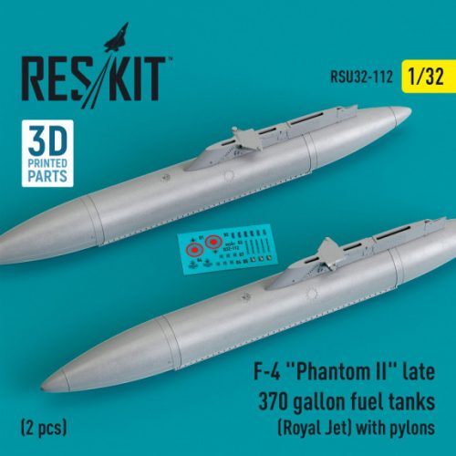 Reskit - F-4 "Phantom II" late 370 gallon fuel tanks (Royal Jet) with pylons (2 pcs) (3D Printed) (1/32)