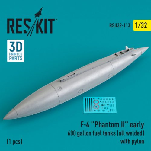 Reskit - F-4 "Phantom II" early 600 gallon fuel tanks (all welded) with pylon (1 pcs) (3D Printed) (1/32)