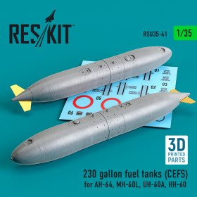 Reskit - 230 gallon fuel tanks (CEFS) for AH-64, MH-60L, UH-60A, HH-60 (3D Printed) (2 pcs) (1/35)