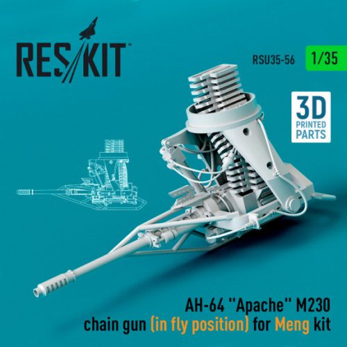 Reskit - AH-64 "Apache" M230 chain gun (in fly position) for Meng kit (3D Printed) (1/35)