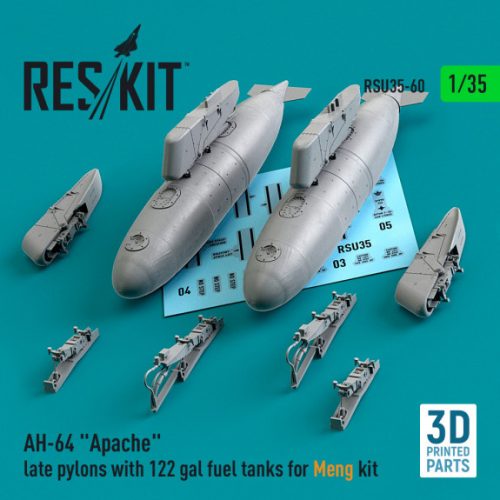 Reskit - AH-64 "Apache" late pylons with 122 gal fuel tanks for Meng kit (3D Printed) (1/35)