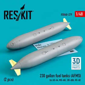 Reskit - 230 gallon fuel tanks (AFMS) for AH-64, MH-60L, UH-60A, HH-60 (2 pcs) (3D Printed) (1/48)