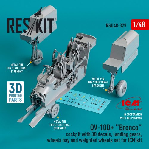 Reskit - OV-10D+ "Bronco" Cockpit with 3D decals, landing gears, wheels bay and weighted wheels set for ICM k