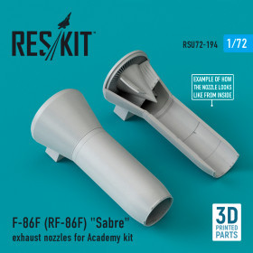 Reskit - F-86F (RF-86F) "Sabre" exhaust nozzles for Academy kit (3D Printed) (1/72)