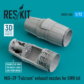 Reskit - MiG-29 "Fulcrum" exhaust nozzles for GWH kit (3D Printed + Resin)(1/72)