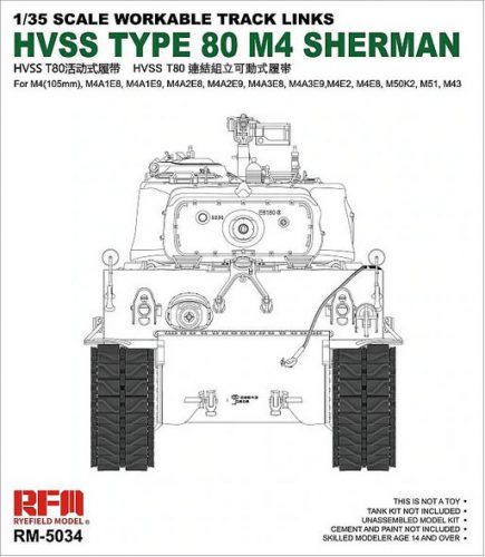 Rye Field Model - HVSS T80 M4 Sherman Workable Track Links