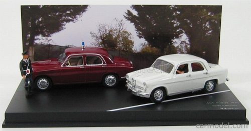 Rio-Models - Alfa Romeo Set Alt Polizia 1956 - 1900 - Giulietta With Figures Bordeaux White