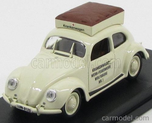 Rio-Models - Volkswagen Beetle Ambulance Pompieri Di Wolfsburg 1950 White