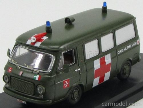 Rio-Models - Fiat 238 Minibus Ambulanza Militare Sovrano Ordine Di Malta 1970 Military Green