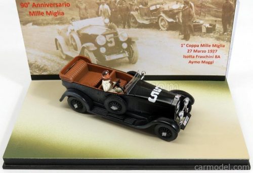 Rio-Models - Isotta Fraschini Torpedo 8A Cabriolet N 5 Mille Miglia 1927 Maggi - Maserati - With Figure - 90Th Anniversary Mille Miglia Black