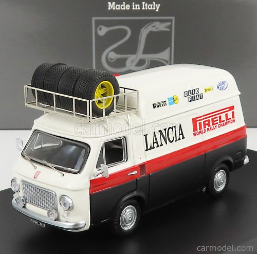 Rio-Models - Fiat 238 Van Tetto Alto Con Portapacchi - High Roof With Rack - Assistenza Rally Lancia 1973 White Red Black