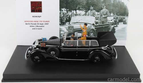 Rio-Models - Mercedes Benz 770 Tourer Berlin Parade 25Th September 1937 - With Figures Hitler Mussolini And 2X Nazists Black