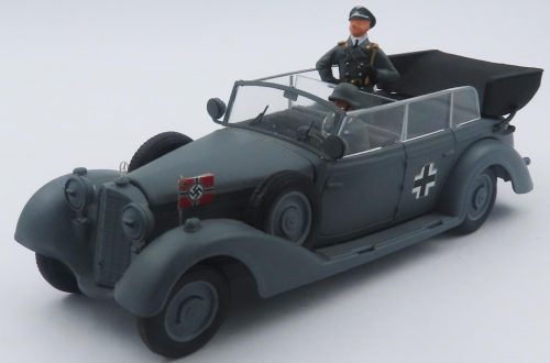 Rio-Models - MERCEDES BENZ 770K WEHRMACHT - CON UFFICIALE E SOLDATO -  HIERARCHY AND SOLDIER FIGURES INCLUDED 1941 BLACK