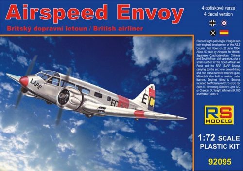 RS Models - Plastikový model letadla 1/72 Airspeed Envoy, Cheetah engine 4 decal v. for Spain Rep.,France, South