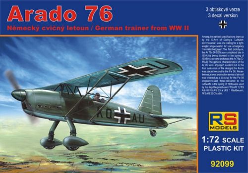 RS Models - Plastikový model letadla 1/72 Arado 76 in A/B Schulen 3 decal v. for Luftwaffe