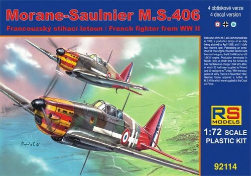 RS Models - Plastikový model letadla 1/72 Morane Saulnier MS.406 4 decal v. for Vichy, Luftwaffe, Finland