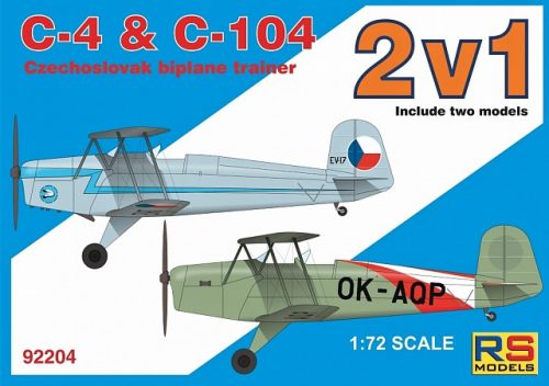 RS Models - Plastikový model letadla 1/72 C4 + C104 double kit 2 decal v. for Czechoslovakia