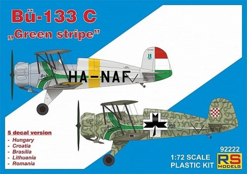 RS Models - Plastikový model letadla 1/72 Bücker 133 C "Green Stripe" 5 decal v. for Hunga., Crotia, Brasilia, L