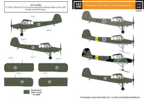 SBS Model - 1/48 Fieseler Fi-156 Storch Finnish Air Force - Decals for Tamiya