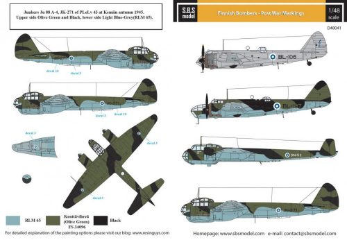 SBS Model - 1/48 Finnish Bombers - Post War Markings - Decals