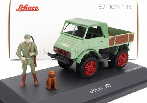 Schuco - MERCEDES BENZ UNIMOG 401 TRUCK 1953 GREEN WOOD