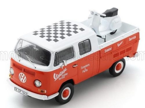 Schuco - VOLKSWAGEN T2 DOUBLE CABINE PICK-UP 1962 WITH VESPA GS RED WHITE