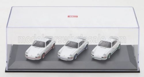 Schuco - PORSCHE SET 3X 911 CARRERA RS 2.7 COUPE 1973 - 50th ANNIVERSARY WHITE RED BLUE GREEN