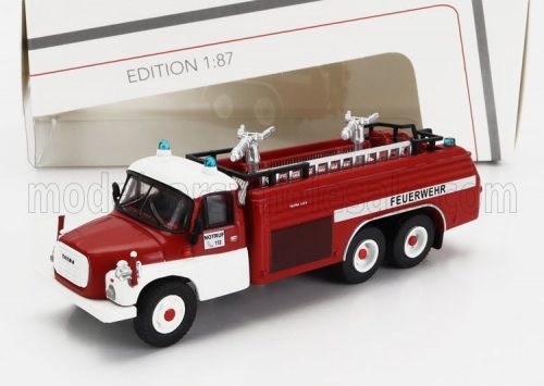 Schuco - TATRA T148 TANKER TRUCK FEUERWEHR 3-ASSI 1968 RED WHITE