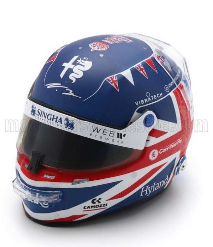 Spark - BELL HELMET F1  CASCO HELMET ALFA ROMEO C43 TEAM STAKE N 77 BRITISH GP 2023 VALTTERI BOTTAS BLUE RED WHITE