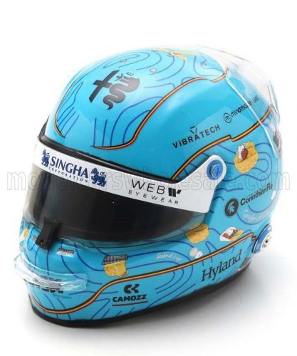 Spark - BELL HELMET F1  CASCO HELMET ALFA ROMEO C43 TEAM STAKE N 77 BELGIUM GP 2023 VALTTERI BOTTAS LIGHT BLUE