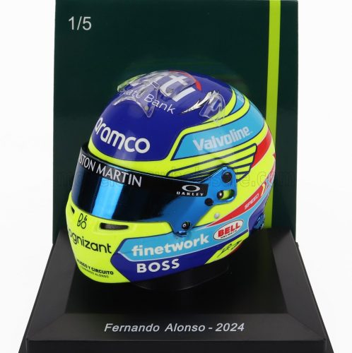 Spark - BELL HELMET CASCO HELMET F1 FERNANDO ALONSO TEAM ASTON MARTIN ARAMCO COGNIZANT N 14 SEASON 2024 YELLOW BLUE