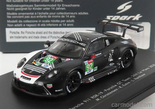 Spark-Model - Porsche 911 991-2 Rsr Team Porsche Gt N 92 24H Le Mans 2020 M.Christensen - K.Estre - L.Vanthoor Black