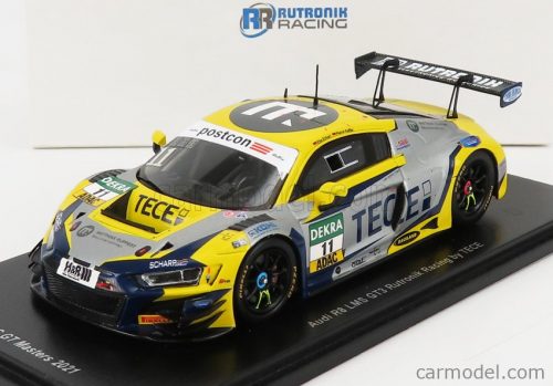 Spark-Model - Audi R8 Lms Gt3 Team Tece Rutronik Racing N 11 Adac Gt Masters Oschersleben 2021 E.Erhart - P.Kaffer Yellow Matt Grey