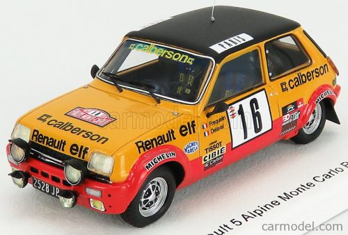 Spark-Model - Renault R5 Alpine N 16 Rally Montecarlo 1979 G.Frequelin - J.Delaval Yellow Red Matt Black