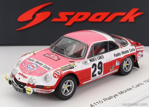 Spark-Model - Renault Alpine A110 1600S N 29 Rally Montecarlo 1973 P.Moss - E.Crellin Pink White Red