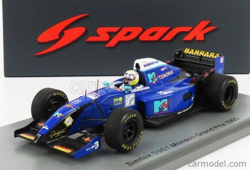 Spark-Model - Simtek F1 S951 N 11 Monaco Gp 1995 D.Schiattarella Blue