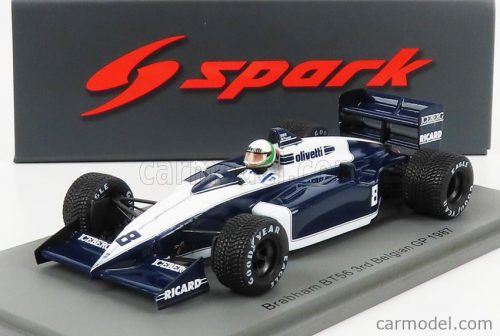 Spark-Model - Brabham F1 Bt56 N 8 3Rd Belgium Gp 1987 A.De Cesaris Blue White